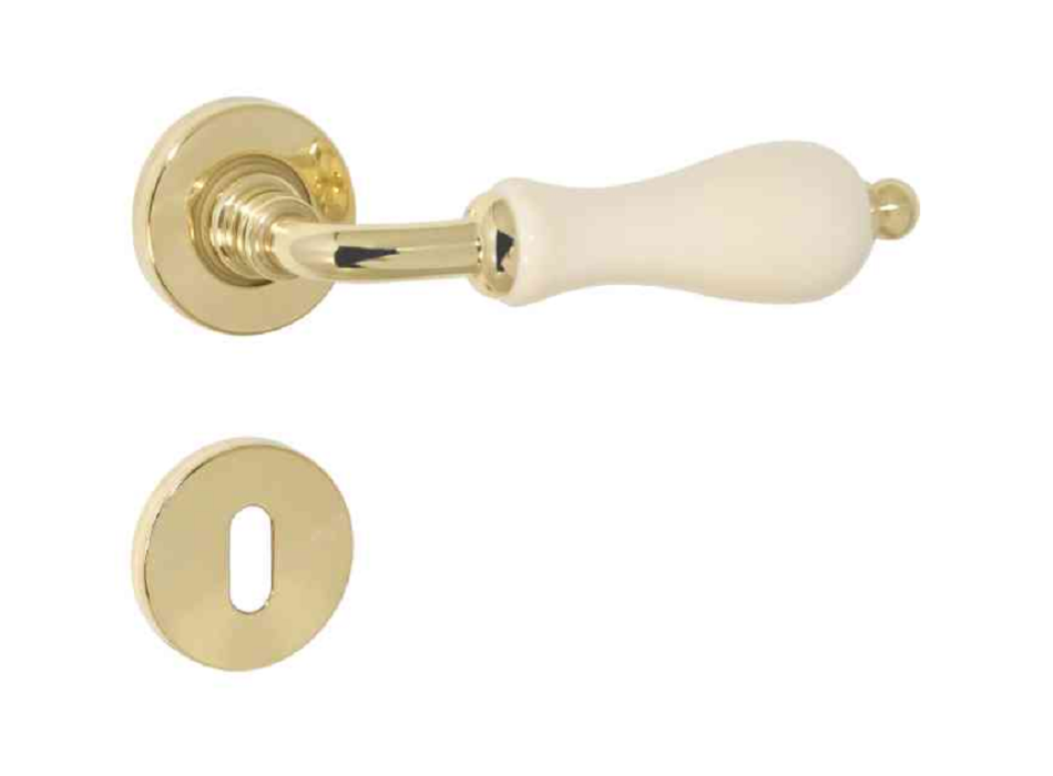 MANIGLIA ALICE ROSETTA TONDA d.45x10h FORO CHIAVE+PORCELLANA VARIE FINITURE