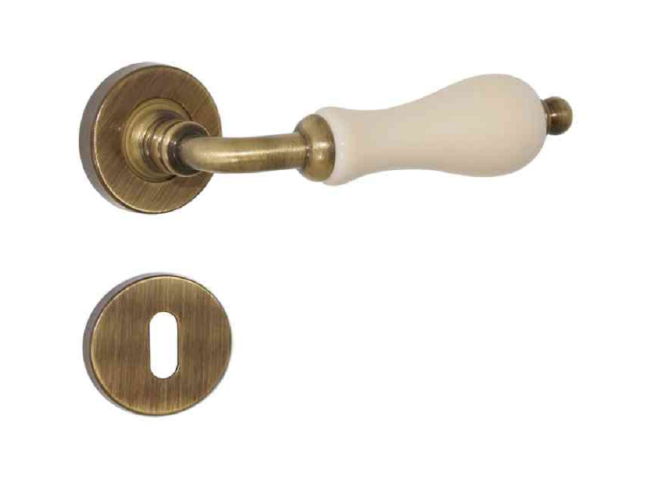 MANIGLIA ALICE ROSETTA TONDA d.45x10h FORO CHIAVE+PORCELLANA VARIE FINITURE
