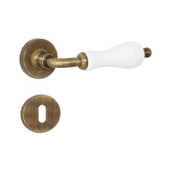 MANIGLIA ALICE ROSETTA TONDA d.45x10h FORO CHIAVE+PORCELLANA VARIE FINITURE