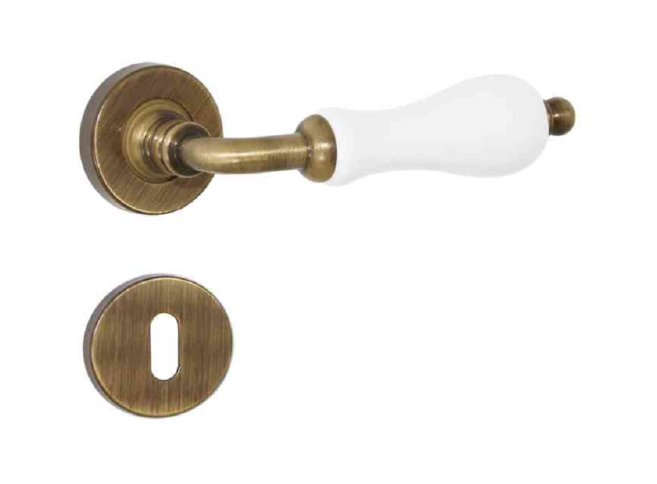 MANIGLIA ALICE ROSETTA TONDA d.45x10h FORO CHIAVE+PORCELLANA VARIE FINITURE