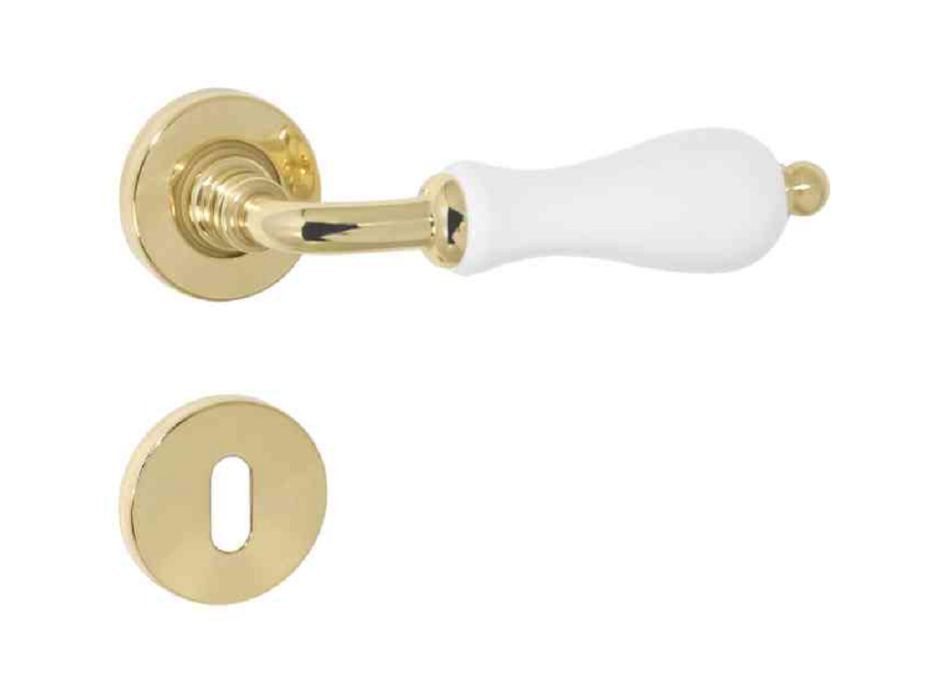 MANIGLIA ALICE ROSETTA TONDA d.45x10h FORO CHIAVE+PORCELLANA VARIE FINITURE