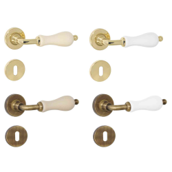 MANIGLIA ALICE ROSETTA TONDA d.45x10h FORO CHIAVE+PORCELLANA VARIE FINITURE
