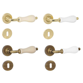 MANIGLIA ALICE ROSETTA TONDA d.45x10h FORO CHIAVE+PORCELLANA VARIE FINITURE